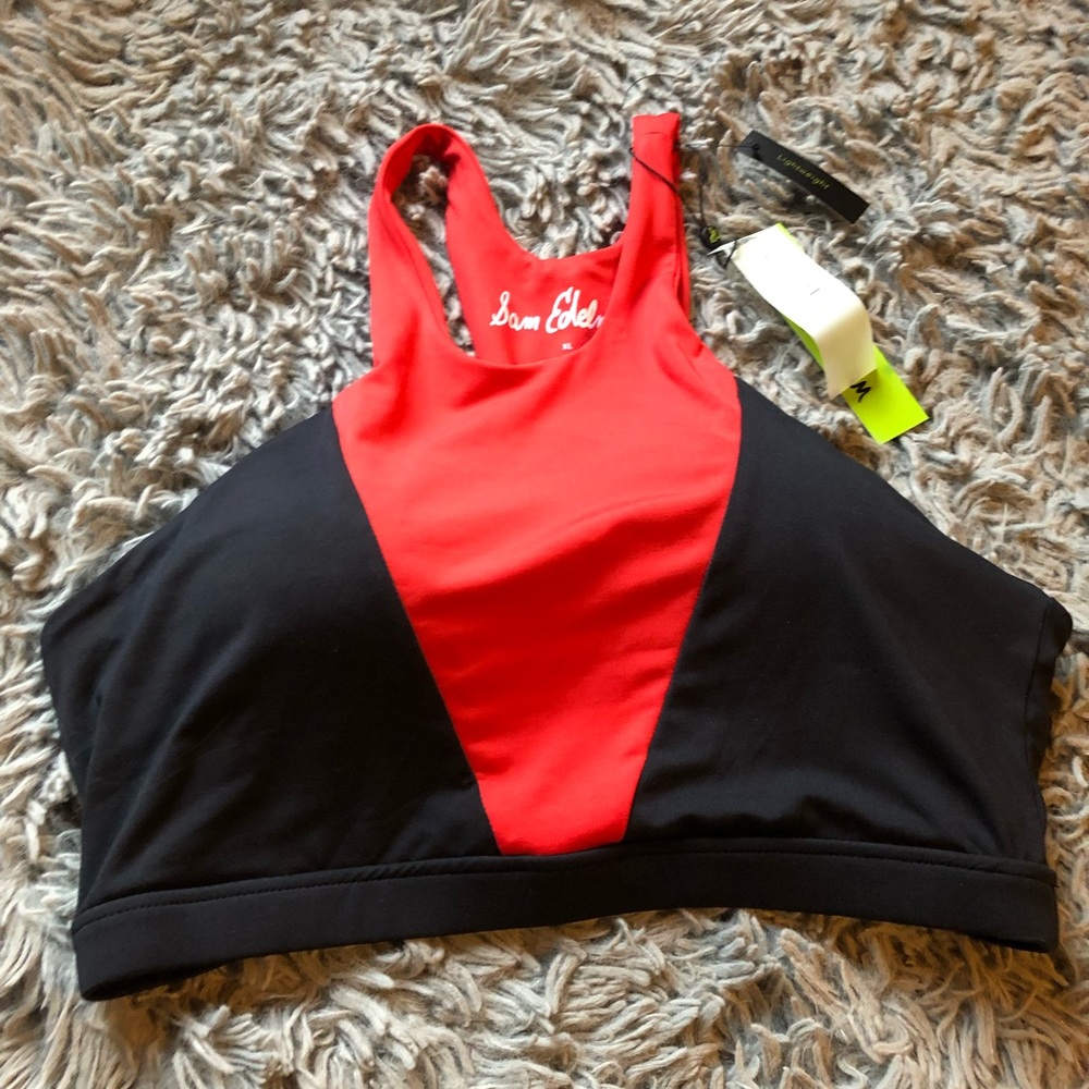Sam Edelman Sports Bra XL NWT Red Black